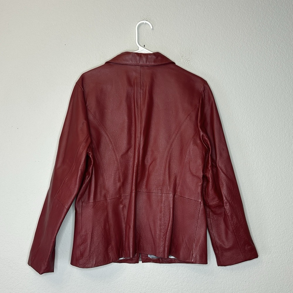 Vintage 90s Wilsons Leather Maxima Jacket Womens L Red Genuine Leather Zip Moto - Picture 2 of 10